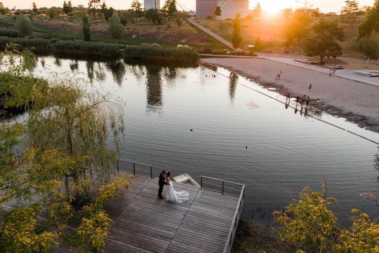 Hochzeit feiern in der Alte Reederei in Heilbronn Drohnenfoto