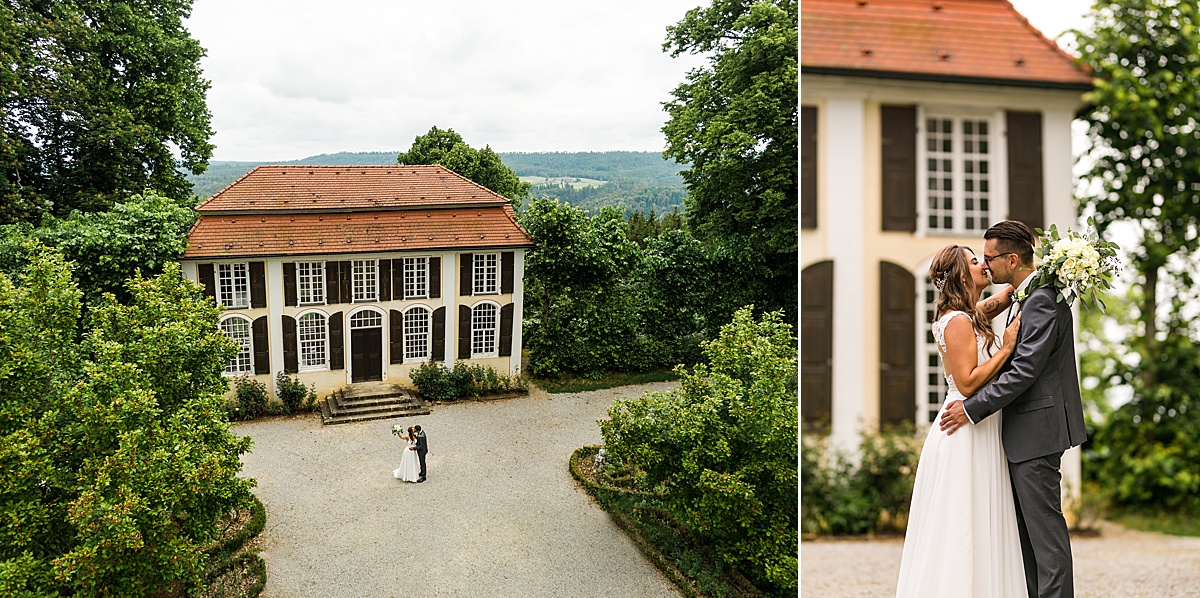 Drohnenfotos Hochzeit auf Schloss Hohenstadt im Heckengarten Abtsgmünd