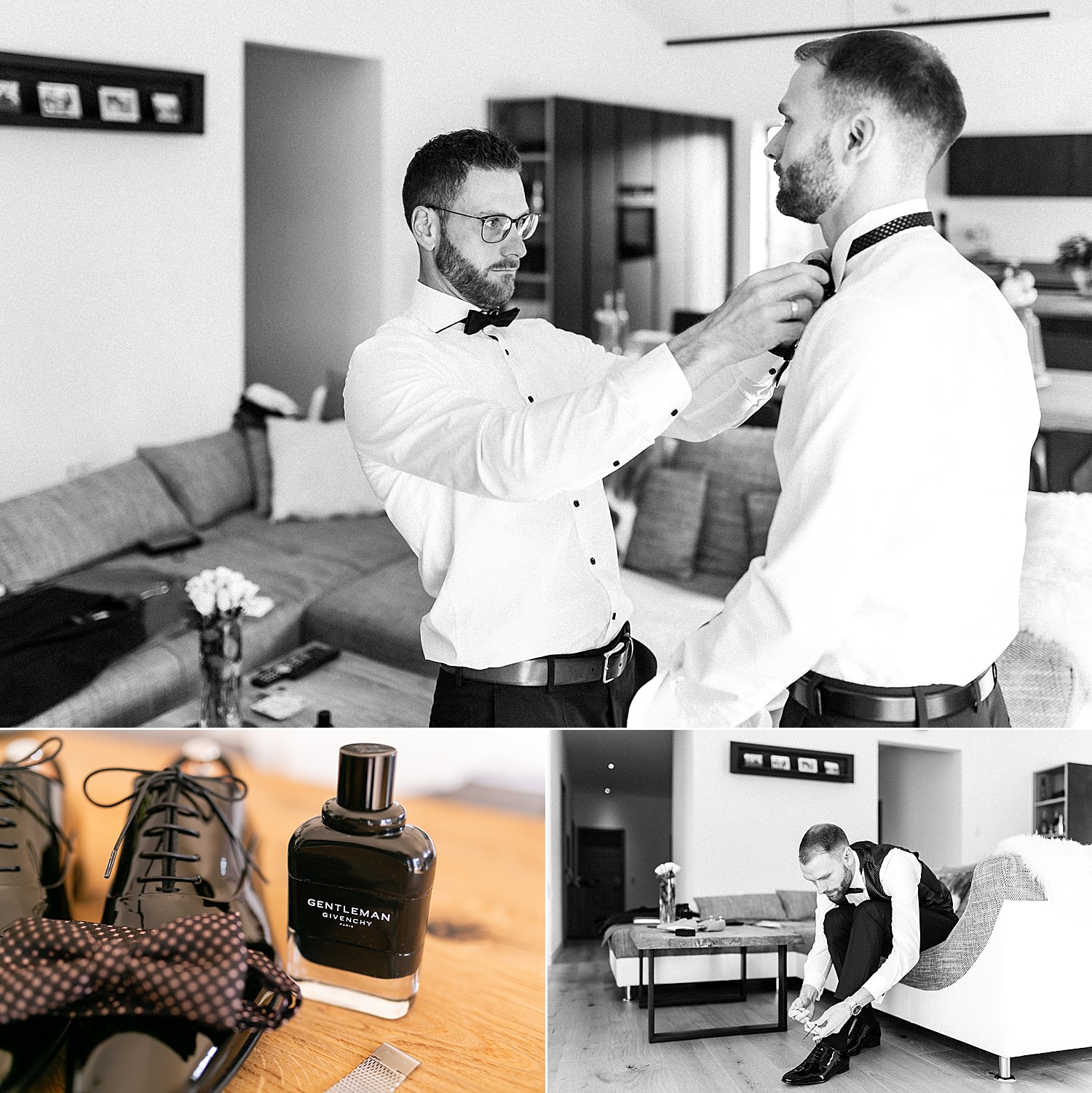 Getting Ready Shooting beim Bräutigam Zuhause