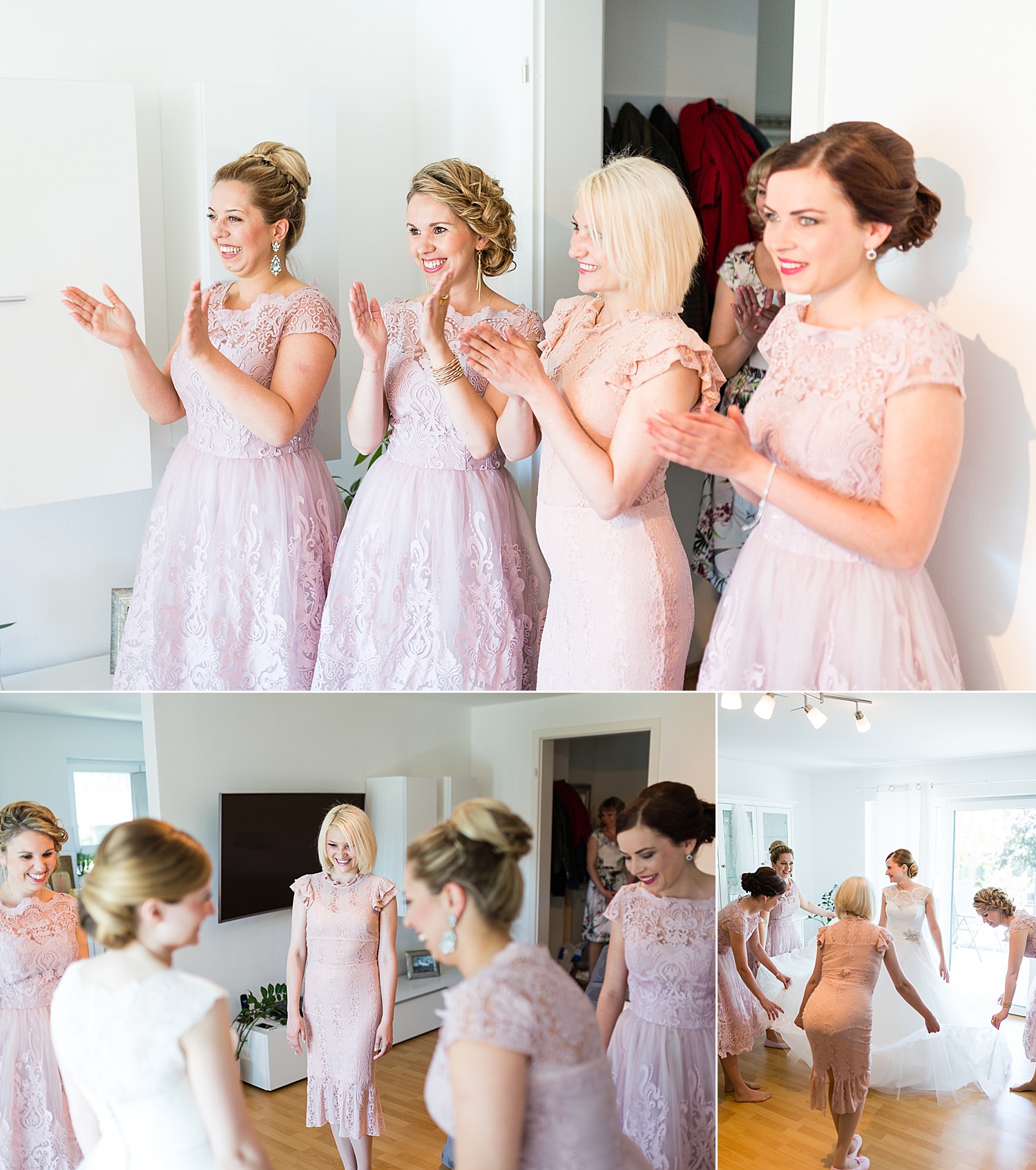 Hübsche Brautjungfern beim Getting Ready