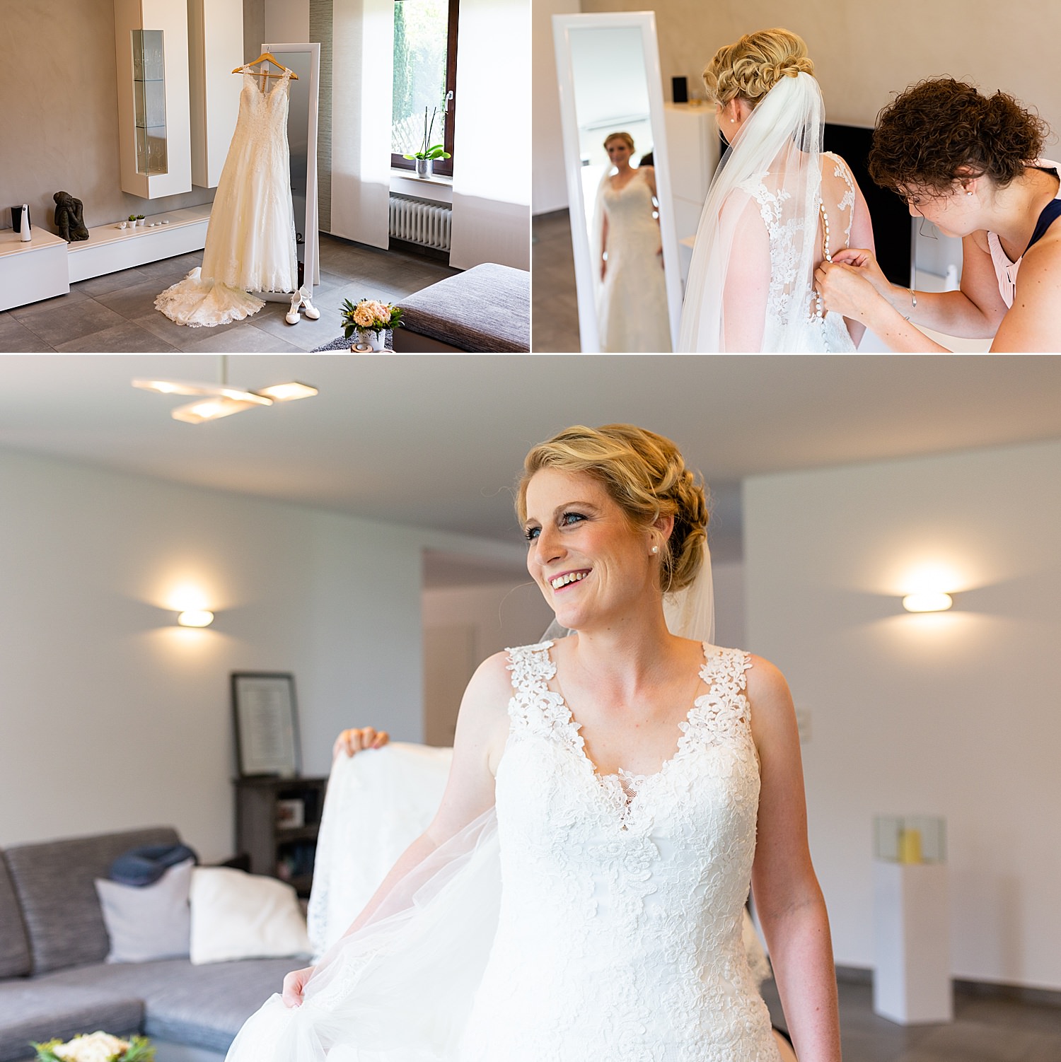 Glückliche Braut wartet auf ihre Hochzeit