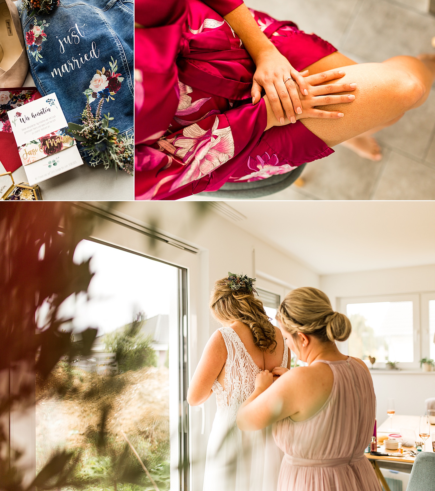 Letzte Vorbereitung am Hochzeitsmorgen