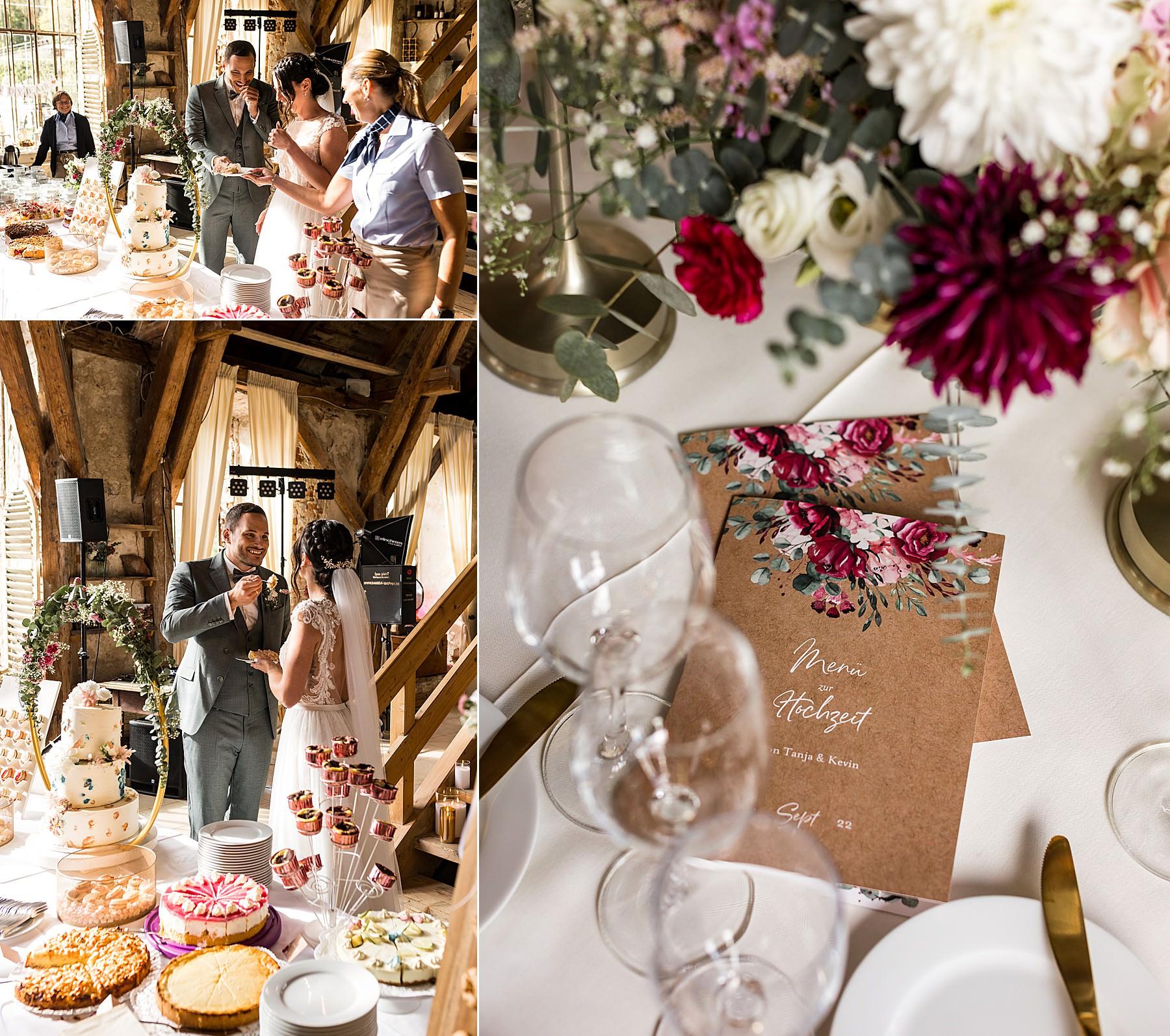 Heiraten in der Orangerie Langenburg mit Hochzeitstorte und Candy Table