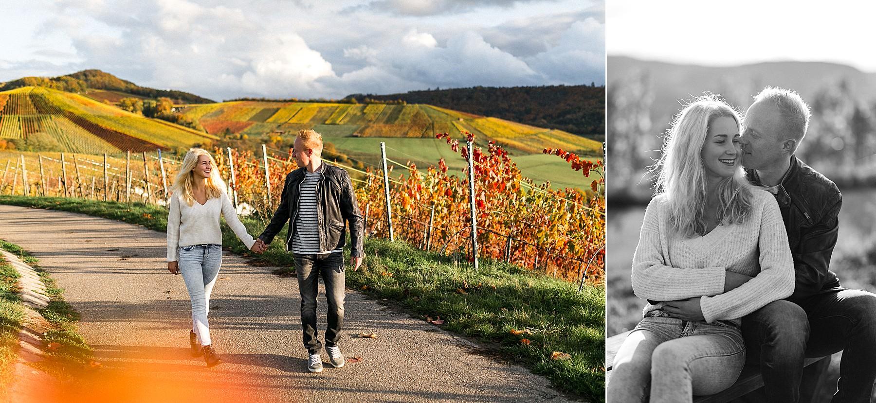 Paarshooting in Öhringen in den bunten Weinbergen im Herbst