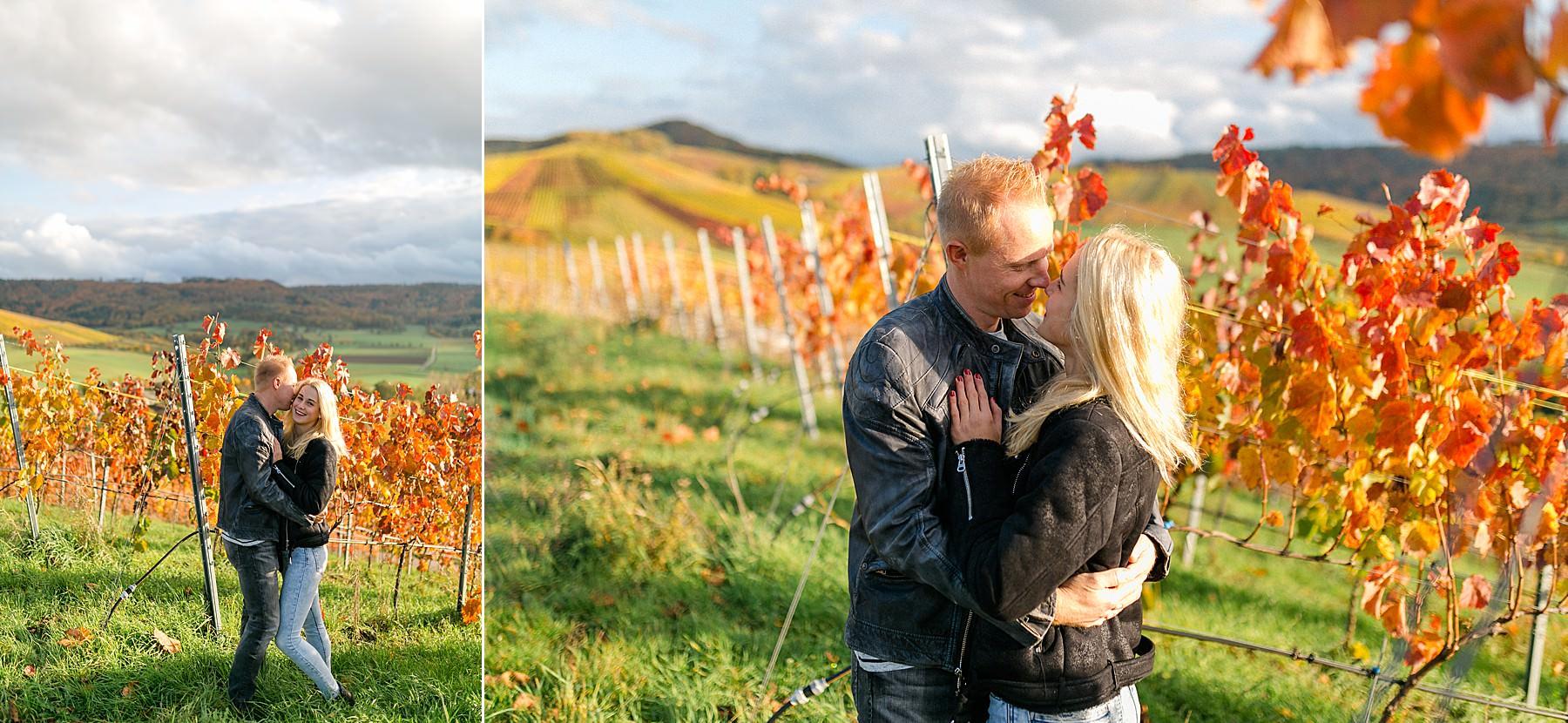 Paarshooting in Öhringen in den bunten Weinbergen im Herbst